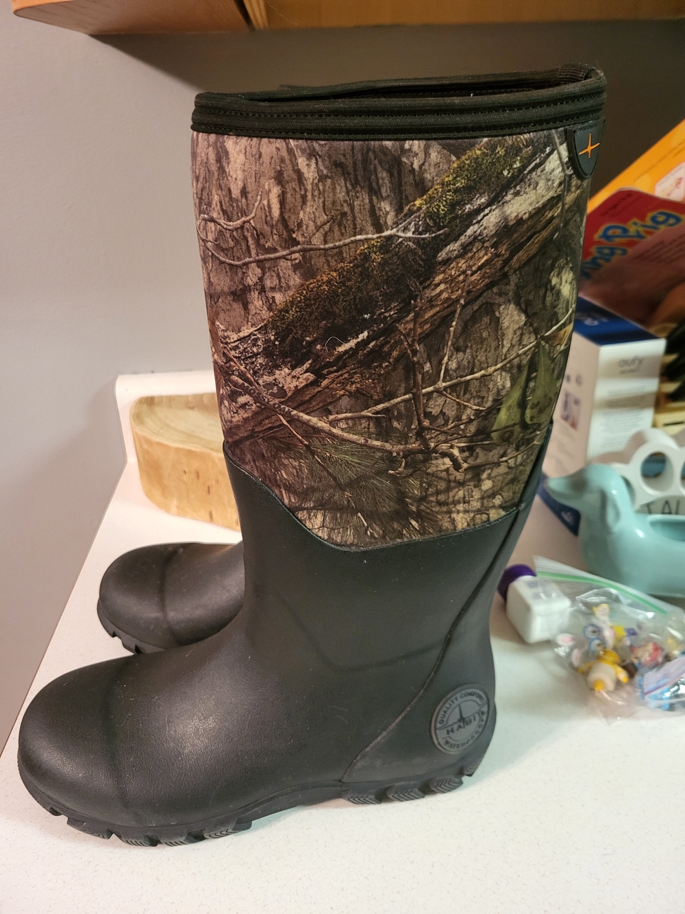 Habit Mens All Weather Rubber Boots Waterproof Mossy Oak Country Thick Sole Boot